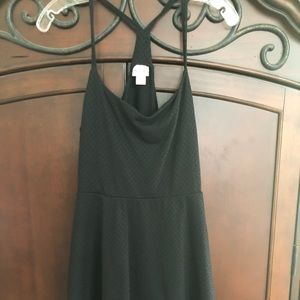 Razor back, black mini dress